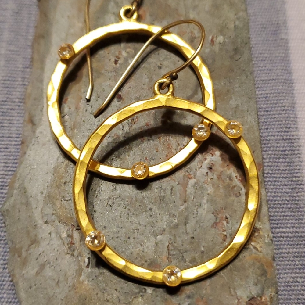 Gold Hoops with Rhinestones